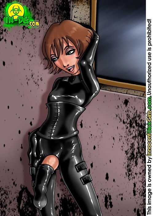 स्कूल लड़की पोशाक जब तक के काले लेटेक्स catsuit कवर उसके पूरे शरीर हिस्सा 1294