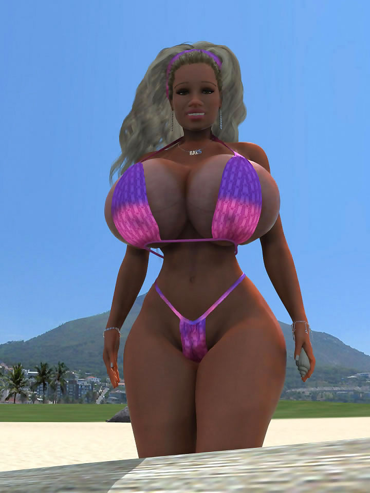 Bigtitted 3d 金发女郎 小妞 享受日光浴的 裸体的 在 的 海滩 一部分 430