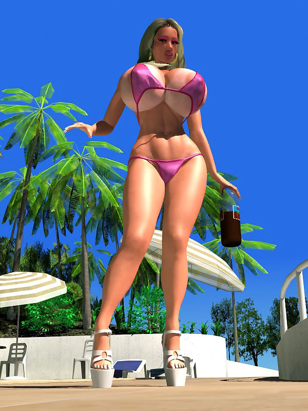 pornstar 3d sexy tetona Rubia en Bikini tomar el sol al aire libre Parte 417