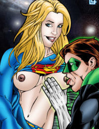 Groen lantaarn en supergirl hebben een kosmische neuken
